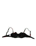 Dolce & Gabbana Black Floral Nylon Padded Balconnet Bra Underwear