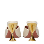 Amina Muaddi Beige Fabric Slippers