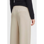 ICHI Beige Recycled Polyurethane Casual Pants