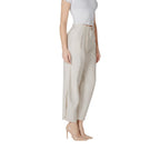 Vila Clothes Beige Viscose Casual Pants