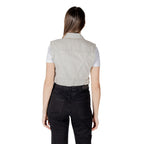 Only Light Blue Cotton Sleeveless Jacket