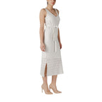 Vila Clothes Beige Recycled Polyester Midi Dress