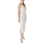 Vila Clothes Beige Recycled Polyester Midi Dress