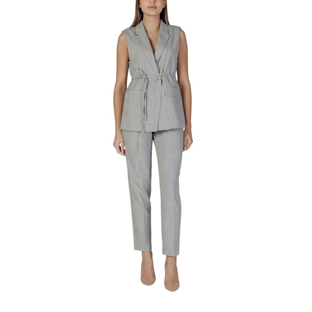 Vila Clothes Gray Recycled Polyester Waistcoat