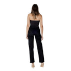 ICHI Black Cotton Relaxed Fit Jeans