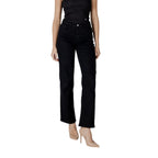 ICHI Black Cotton Relaxed Fit Jeans