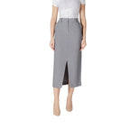 ICHI Gray Polyester Long Skirt