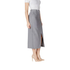 ICHI Gray Polyester Long Skirt