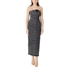 ICHI Black Cotton Midi Dress