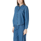 ICHI Blue Cotton Blouse