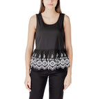 ICHI Black Cotton Tank Tops