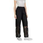 ICHI Black Cotton Casual Pants