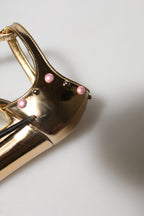 Dolce & Gabbana Gold Embellished Vally Heels Sandals Shoes