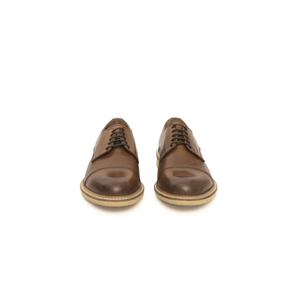 Cerruti 1881 Brown Calfskin Men Derby Shoe