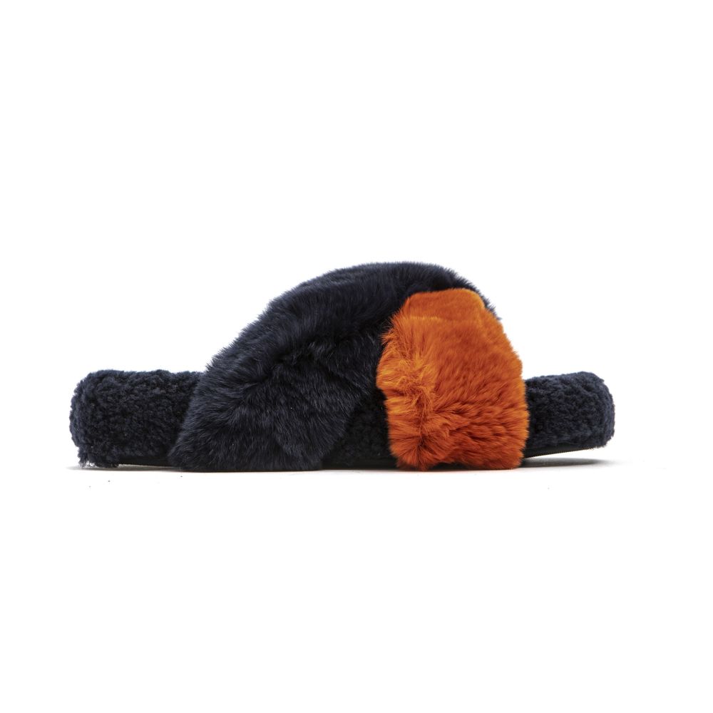 Mr&Mrs Italy Blue Rabbit Fur Women Sandal