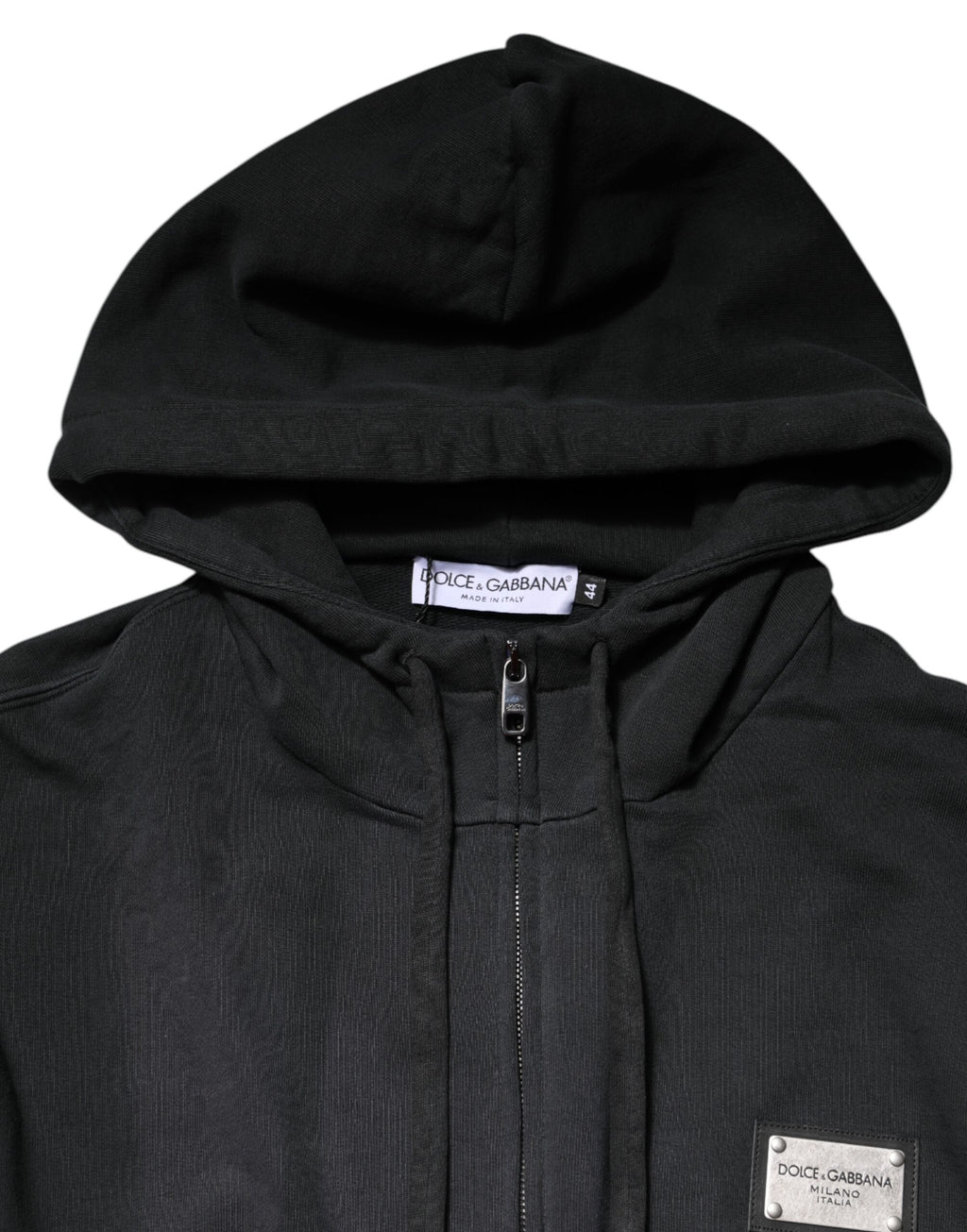 Dolce & Gabbana Black Logo Full Zip Hooded Men Sweatshirt Sweater