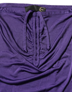 Cavalli Class Purple Viscose Elastane Strapless Bodycon Dress