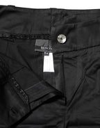 BENCIVENGA Black Cotton Blend Cropped Straight Leg Pants