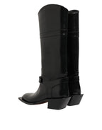 Dolce & Gabbana Black Logo Plaque Over The Calf Boots Shoes