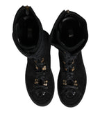 Dolce & Gabbana Black Alpaca Wool Suede Mid Calf Boots Shoes