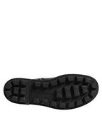 Dolce & Gabbana Black Logo Plaque Mid Calf Biker Boots Shoes