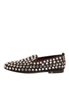 Dolce & Gabbana Bordeaux Suede Crystals Loafers Dress Shoes