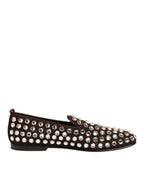 Dolce & Gabbana Bordeaux Suede Crystals Loafers Dress Shoes