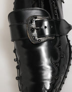 Dolce & Gabbana Black Embellished Dress Monk Strap Shoes