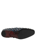 Dolce & Gabbana Blue Velvet Crystal Detailing Loafer Men Shoes