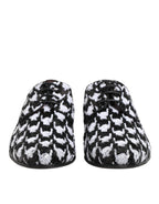 Dolce & Gabbana Dress Black White Sequined Lace Up Derby Shoes