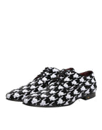 Dolce & Gabbana Dress Black White Sequined Lace Up Derby Shoes
