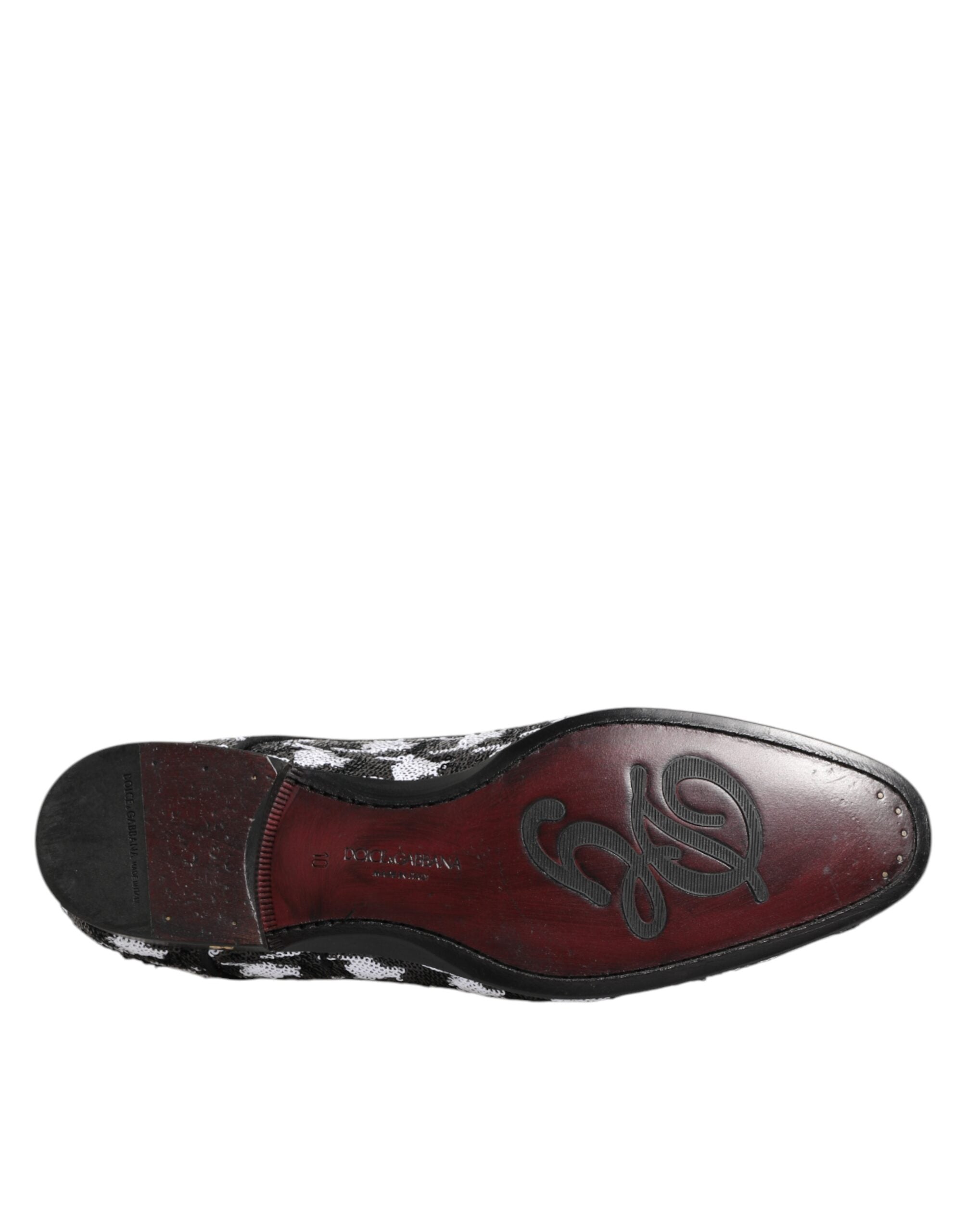 Dolce & Gabbana Dress Black White Sequined Lace Up Derby Shoes