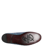 Dolce & Gabbana Blue Suede Studded Dress Men Loafers Shoes