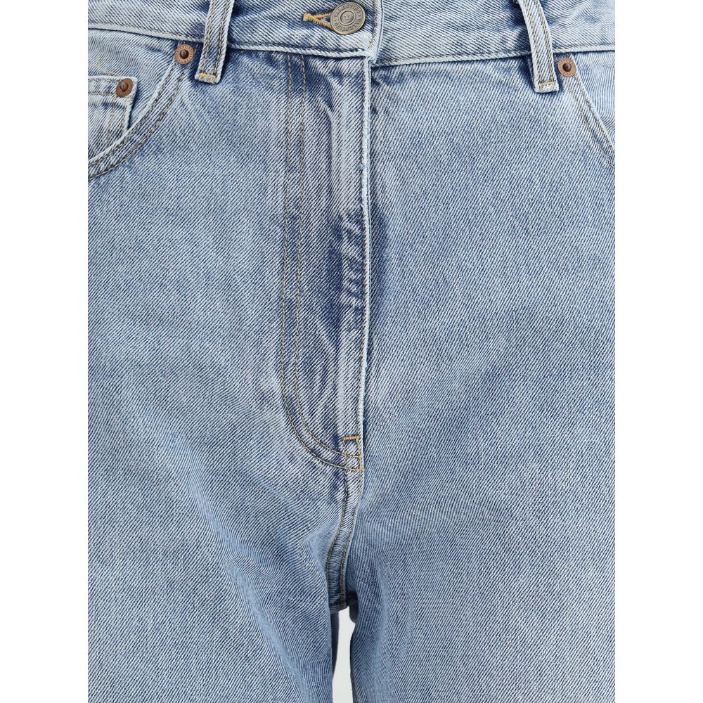 Valentino Blue Cotton High-Waisted Jean