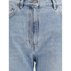 Valentino Blue Cotton High-Waisted Jean