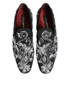 Dolce & Gabbana Black Silver Sequined Loafers Men Dress Shoes
