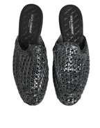 Dolce & Gabbana Blue Woven Slides MULES Men Sandals Shoes