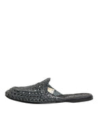 Dolce & Gabbana Blue Woven Slides MULES Men Sandals Shoes