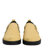 Dolce & Gabbana Yellow Cotton Low Top Slip On Sneakers Shoes