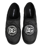 Dolce & Gabbana Black Nylon Low Top Slip On Sneaker Shoes