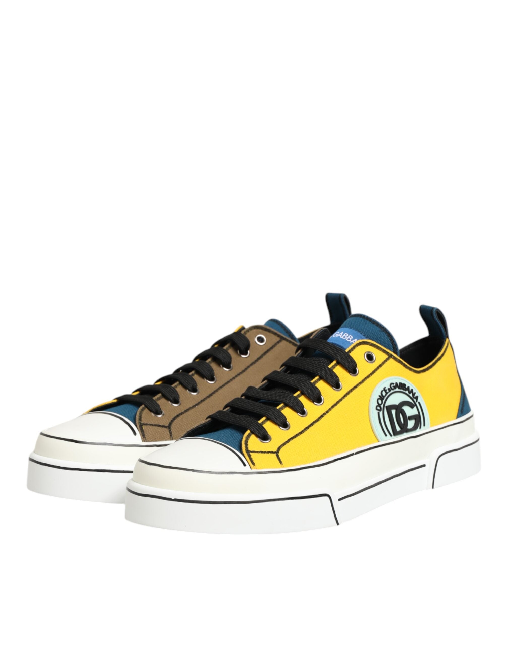 Dolce & Gabbana Multicolor Cotton Logo Low Top Sneakers Shoes