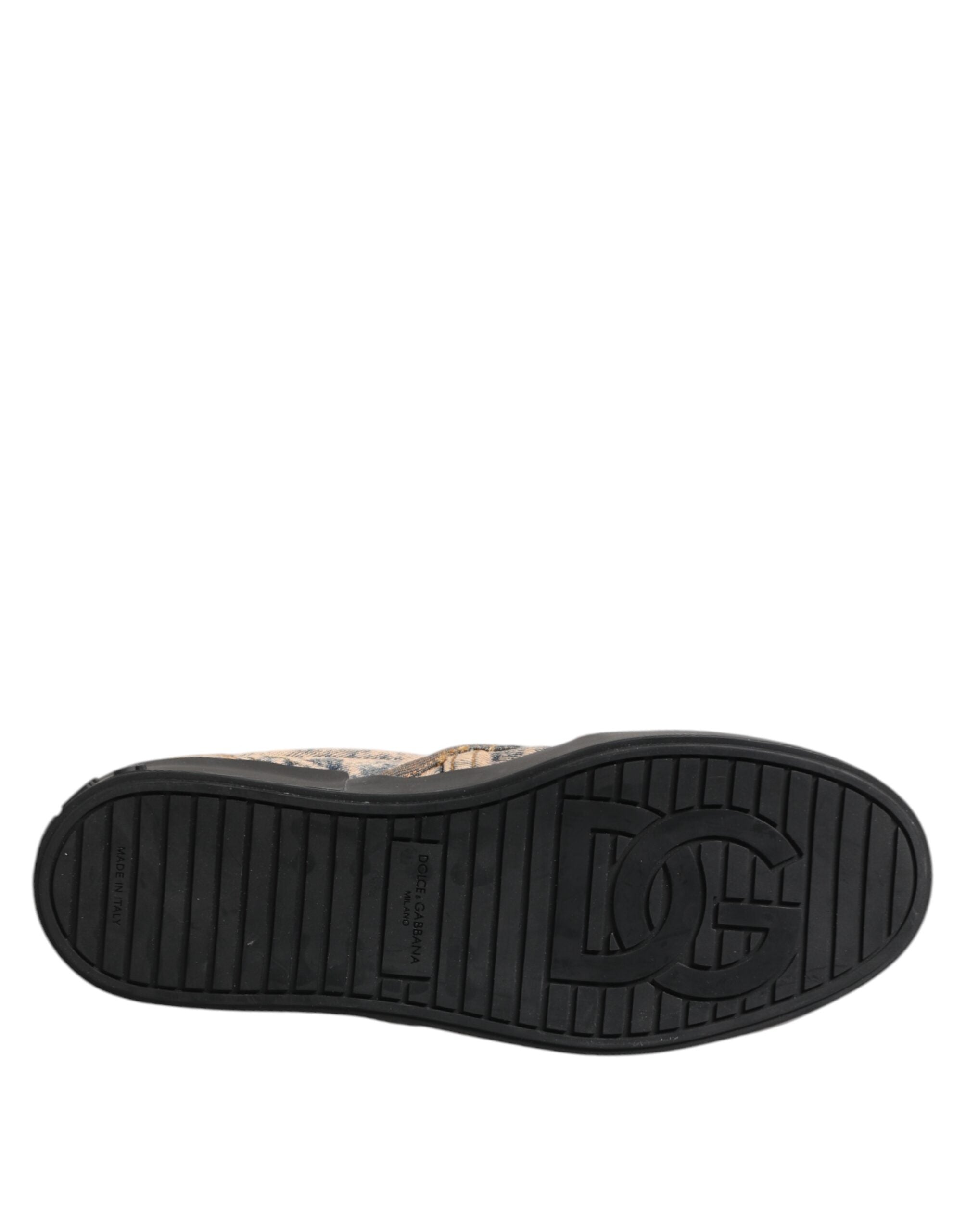 Dolce & Gabbana Beige Cotton Low Top Slip On Sneakers Shoes