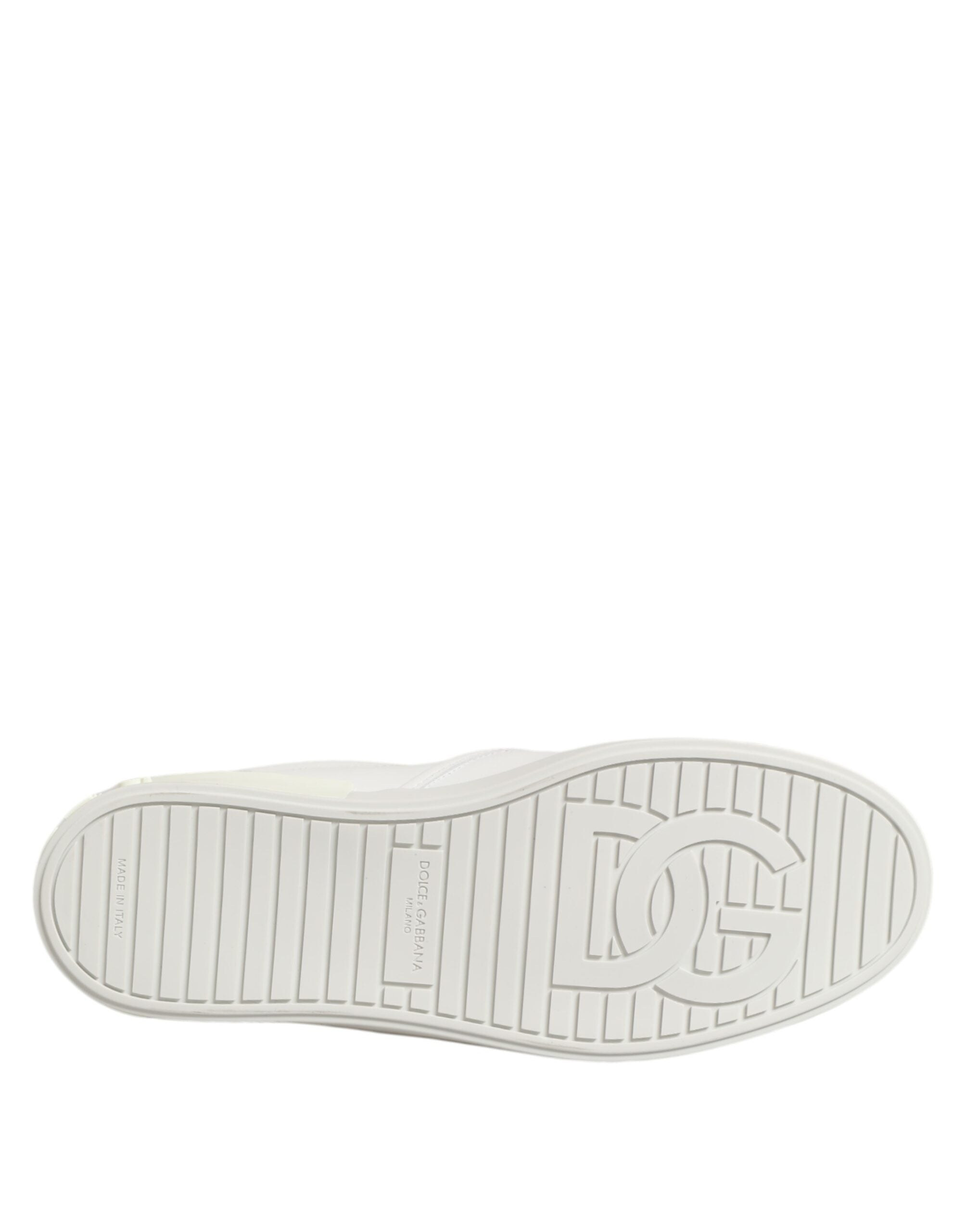 Dolce & Gabbana White Leather Low Top Slip On Sneakers Shoes