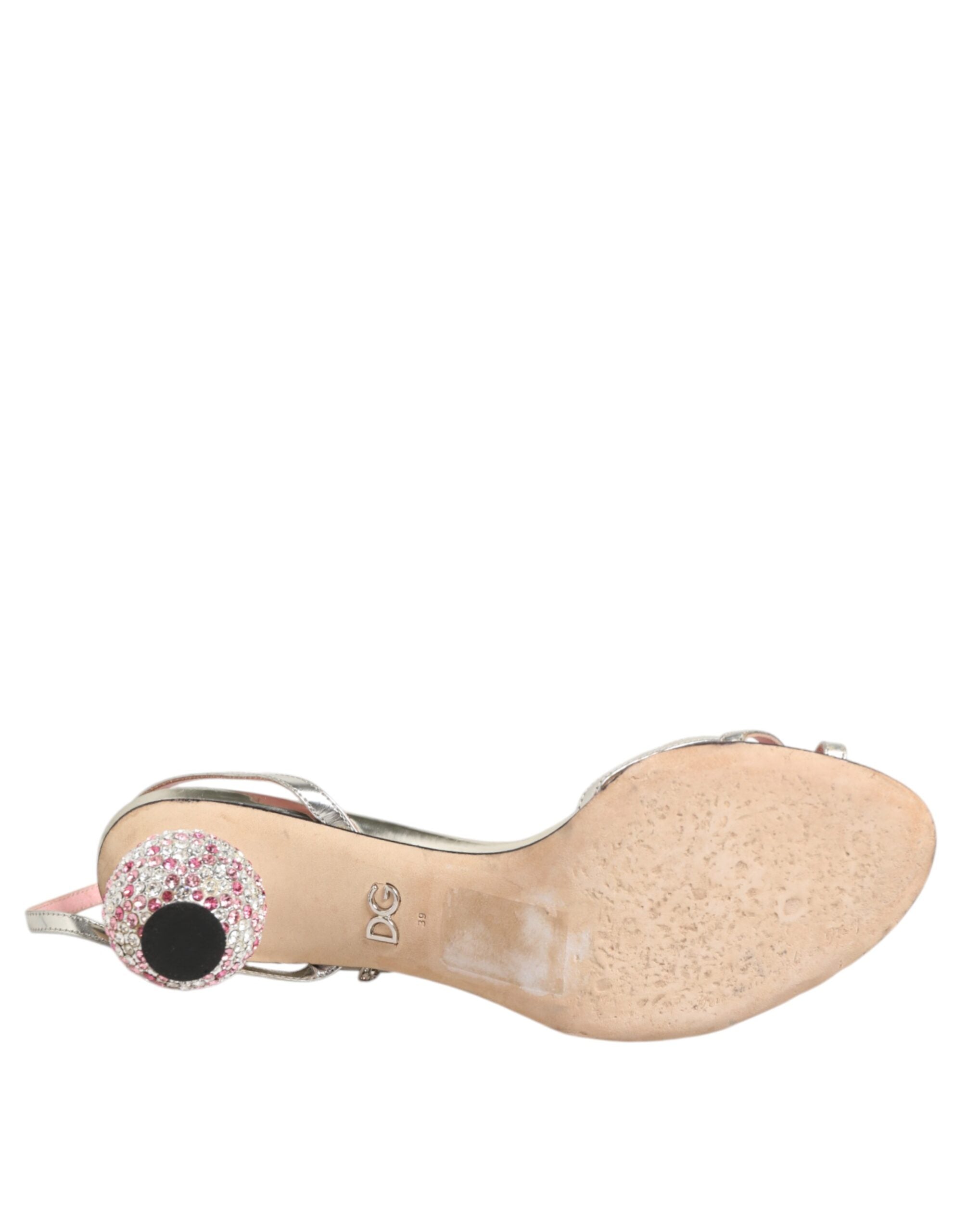 Dolce & Gabbana Pink Embellished Leather Ball-Heel Sandals  Shoes