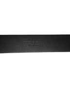 Dolce & Gabbana Black Silver Pebbled Texture Leather Buckle Men Belt