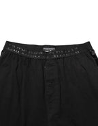 Emporio Armani Black Cotton Blend Logo Waistband Trouser Pants
