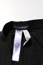 Emporio Armani Black Cotton Blend Logo Waistband Trouser Pants