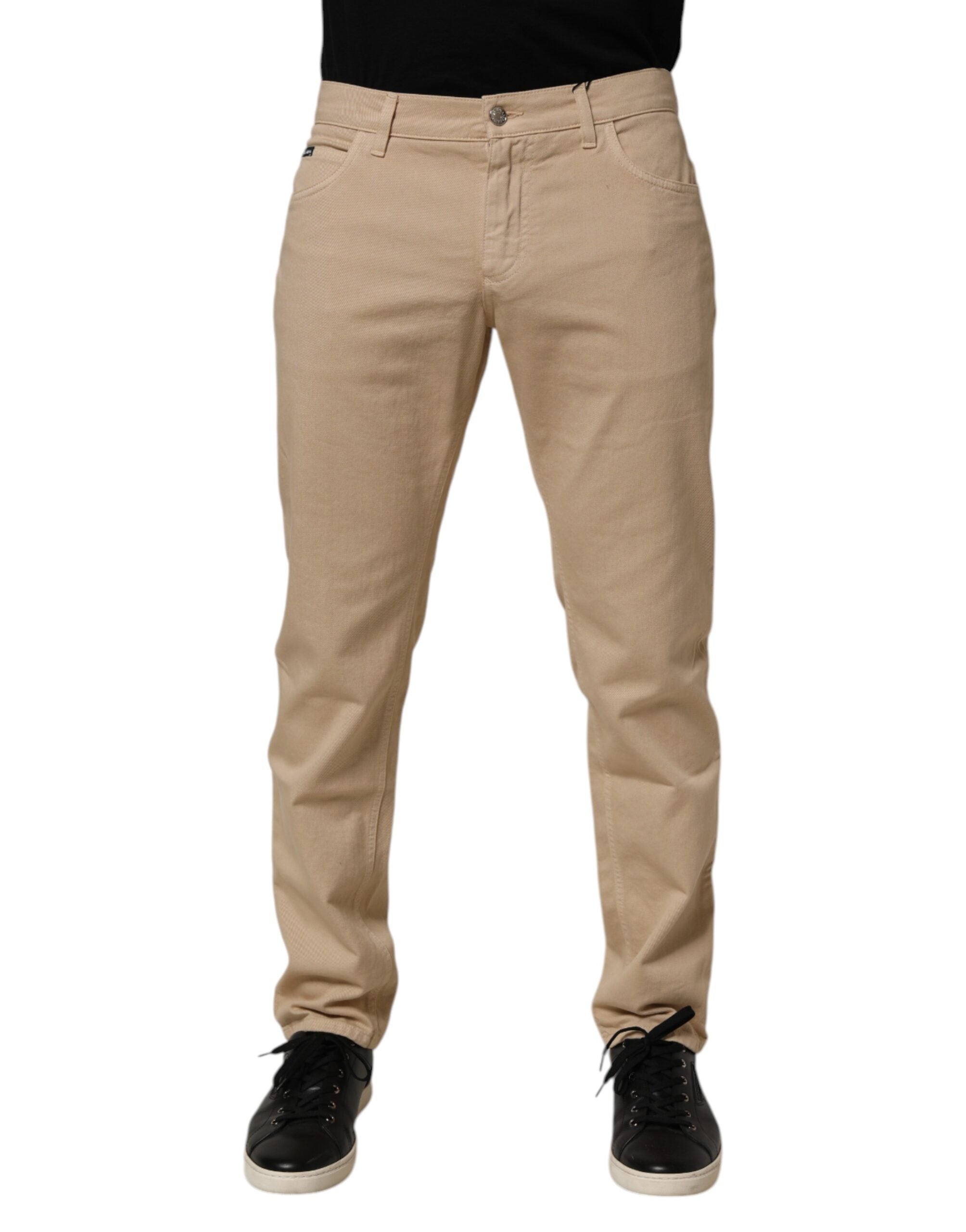Dolce & Gabbana Beige Cotton Skinny Regular Men Denim Jeans
