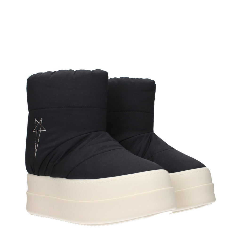 Rick Owens Black Fabric Ankle Boots