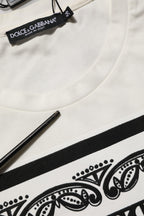 Dolce & Gabbana White Cotton Logo Bandana Print Men T-shirt